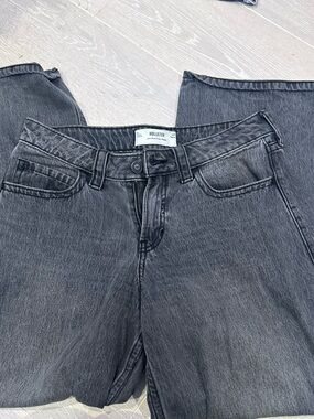 Hollister Women's Washed Black Straight-Leg Jeans